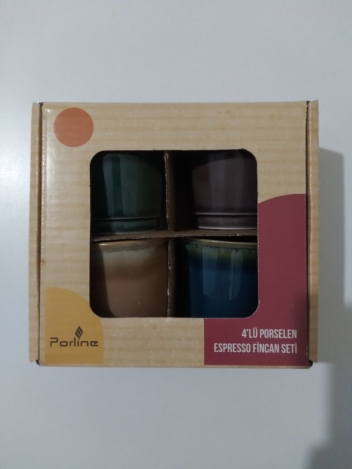 Porline 4'lü Renkli Porselen Espresso Fincan Seti - Görsel 2