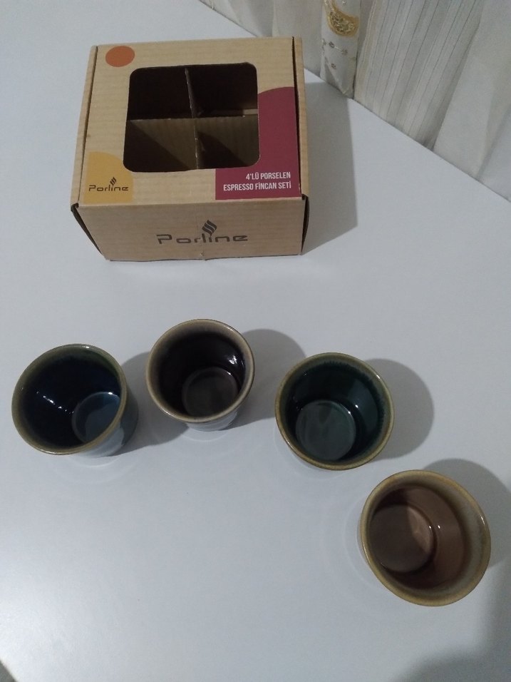 Porline 4'lü Renkli Porselen Espresso Fincan Seti - Görsel 4