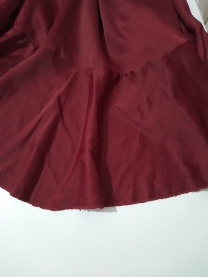 Bordo Uzun Kollu Saten Elbise - Görsel 5