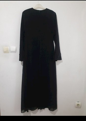 Nakışlı Siyah Uzun Kollu Gotik Elbise - Görsel 3