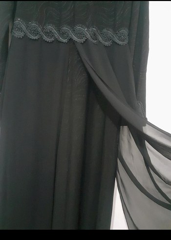 Nakışlı Siyah Uzun Kollu Gotik Elbise - Görsel 4