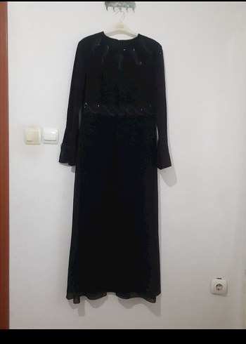 Nakışlı Siyah Uzun Kollu Gotik Elbise - Görsel 2