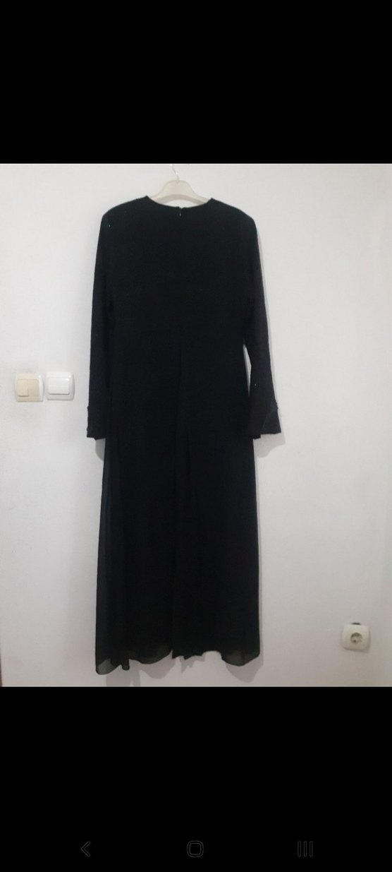 Nakışlı Siyah Uzun Kollu Gotik Elbise - Görsel 3