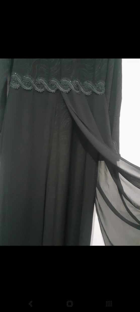 Nakışlı Siyah Uzun Kollu Gotik Elbise - Görsel 4