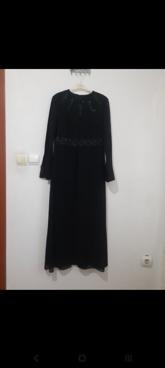 Nakışlı Siyah Uzun Kollu Gotik Elbise - Görsel 2