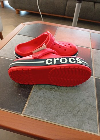 39 Beden kırmızı Renk Crocs Kırmızı Baskılı Velcro Terlik