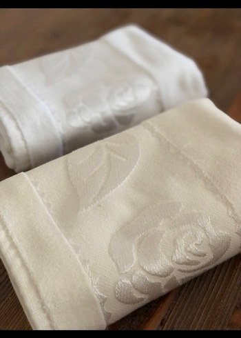 İşlemeli krem Havlu - Görsel 7