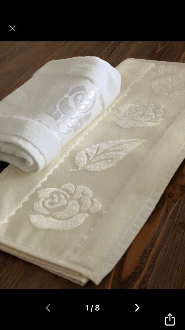 İşlemeli krem Havlu - Görsel 4