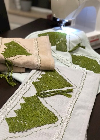 Nakışlı, mint yeşili renkli havlu 1 adet - Görsel 3