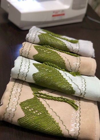 Nakışlı, mint yeşili renkli havlu 1 adet - Görsel 2