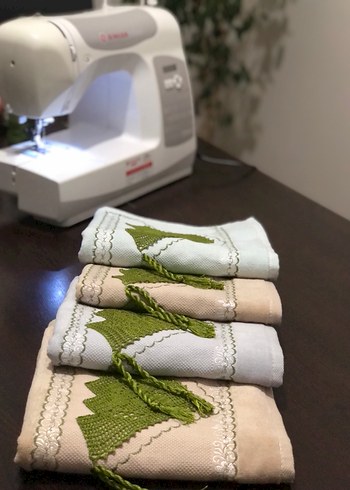 Nakışlı, mint yeşili renkli havlu 1 adet - Görsel 8