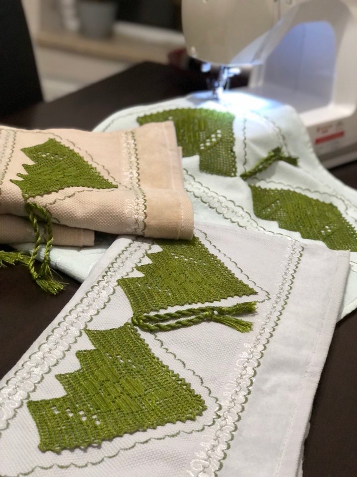 Nakışlı, mint yeşili renkli havlu 1 adet - Görsel 3