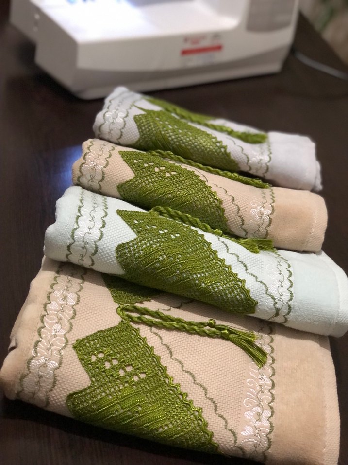 Nakışlı, mint yeşili renkli havlu 1 adet - Görsel 2