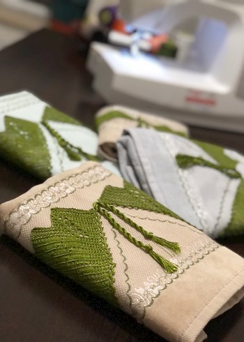 Nakışlı gri renk çeyizlik havlu 1 adet - Görsel 5