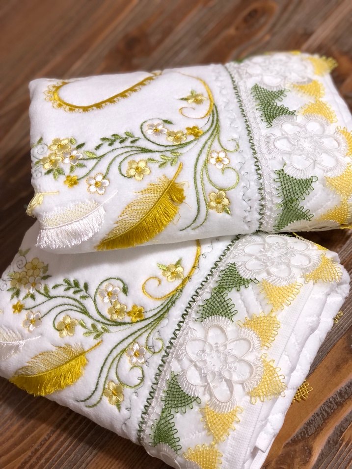 Nakışlı Beyaz Havlu  1 adet - Görsel 2