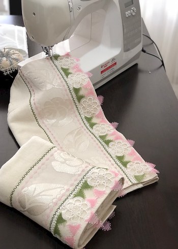 Nakışlı krem Pastel Havlu 1 adet - Görsel 5