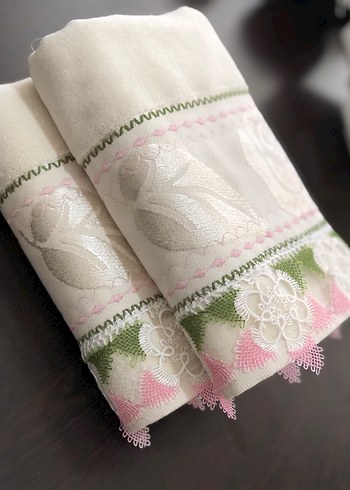 Nakışlı krem Pastel Havlu 1 adet - Görsel 7