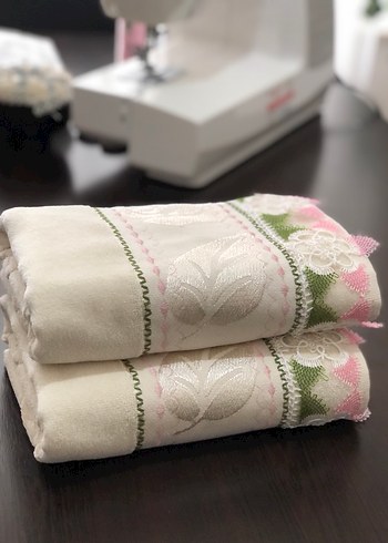 Nakışlı krem Pastel Havlu 1 adet - Görsel 8