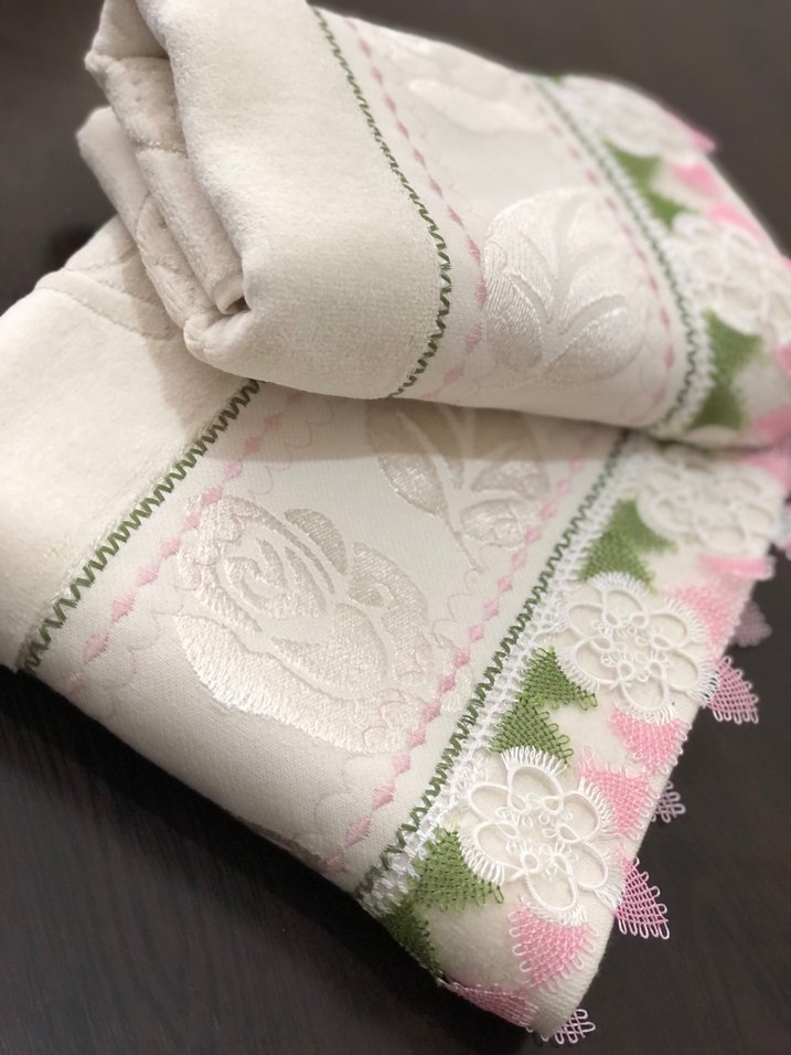 Nakışlı krem Pastel Havlu 1 adet - Görsel 2