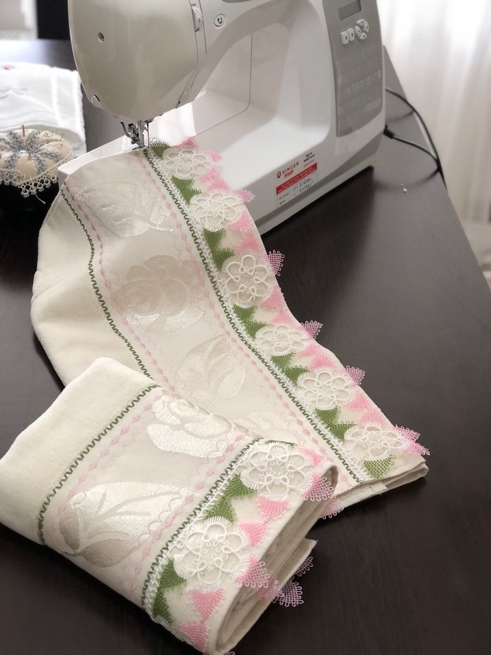 Nakışlı krem Pastel Havlu 1 adet - Görsel 5