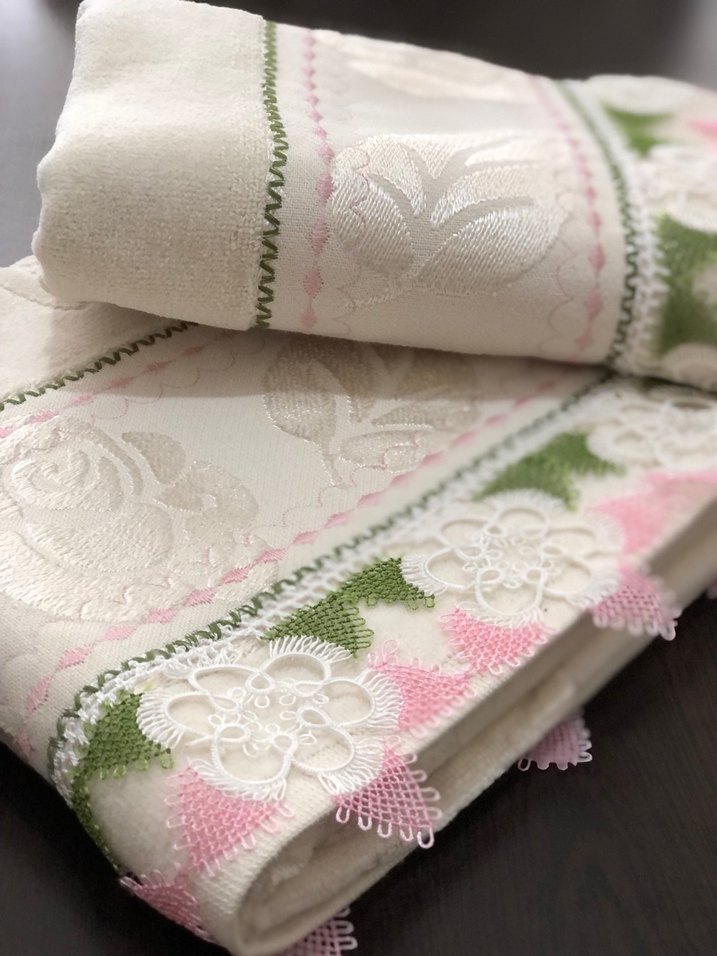 Nakışlı krem Pastel Havlu 1 adet - Görsel 3