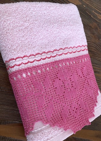 Nakışlı Pembe  bambu Havlu - Görsel 4