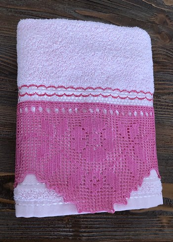 Nakışlı Pembe  bambu Havlu - Görsel 3