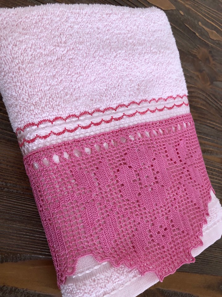 Nakışlı Pembe  bambu Havlu - Görsel 4