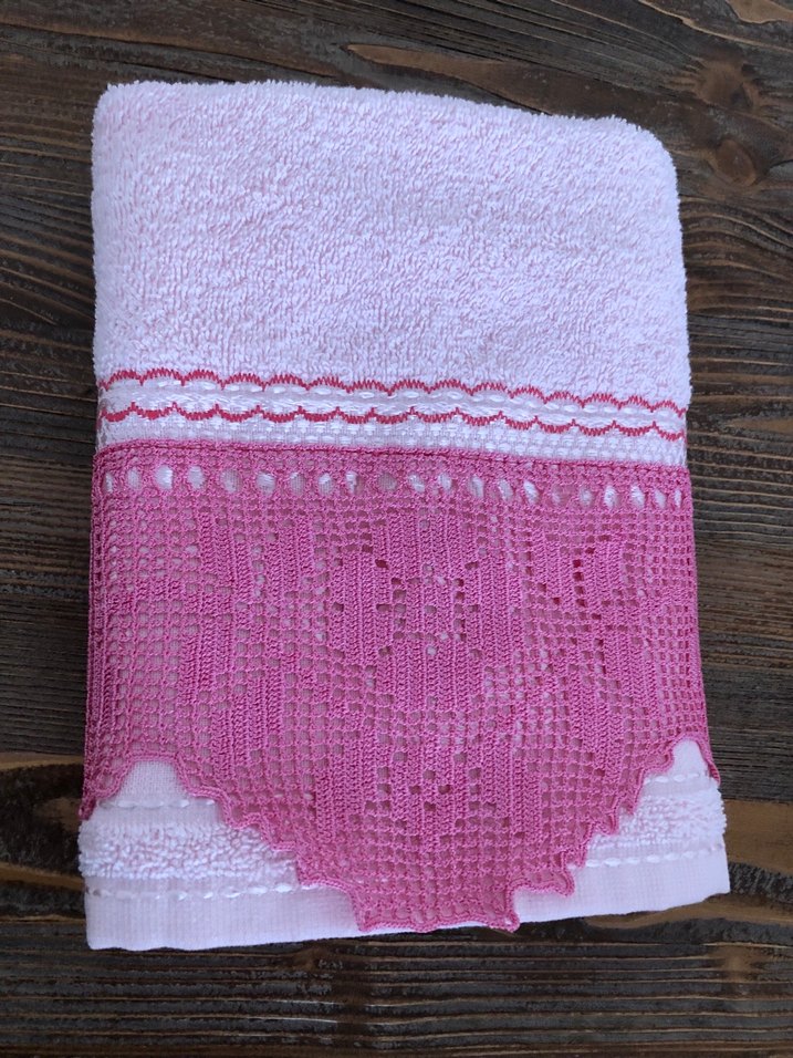 Nakışlı Pembe  bambu Havlu - Görsel 3