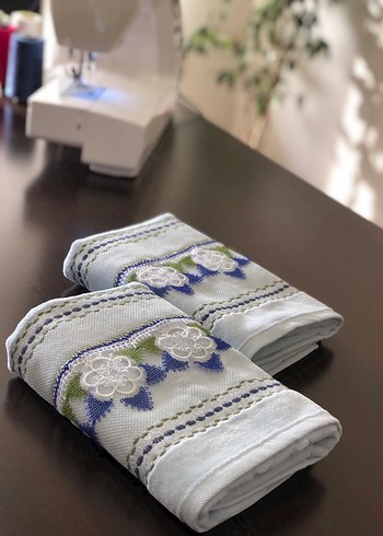 Nakışlı mavi Havlu 1 adet fiyatıdır - Görsel 6