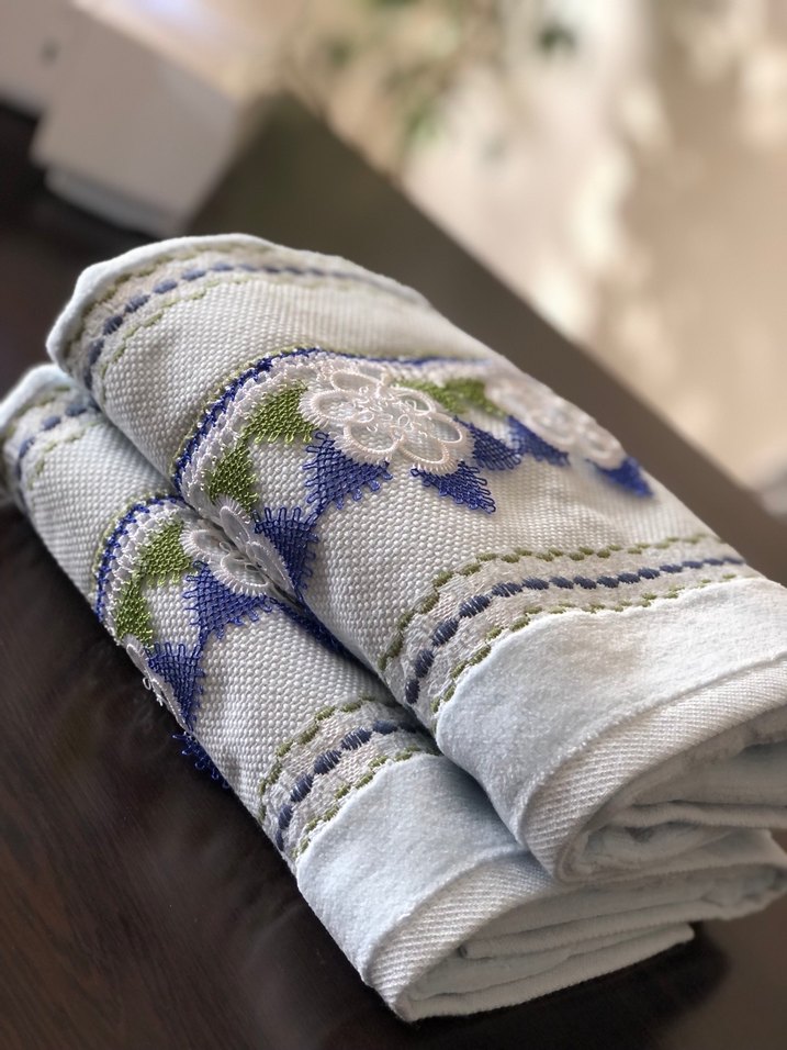 Nakışlı mavi Havlu 1 adet fiyatıdır - Görsel 4