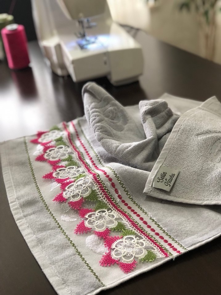 Nakışlı Gri Havlu 1 adet fiyatı - Görsel 3