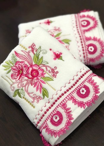 Pembe Nakışlı Geleneksel Havlu 1 adet fiyatı - Görsel 2