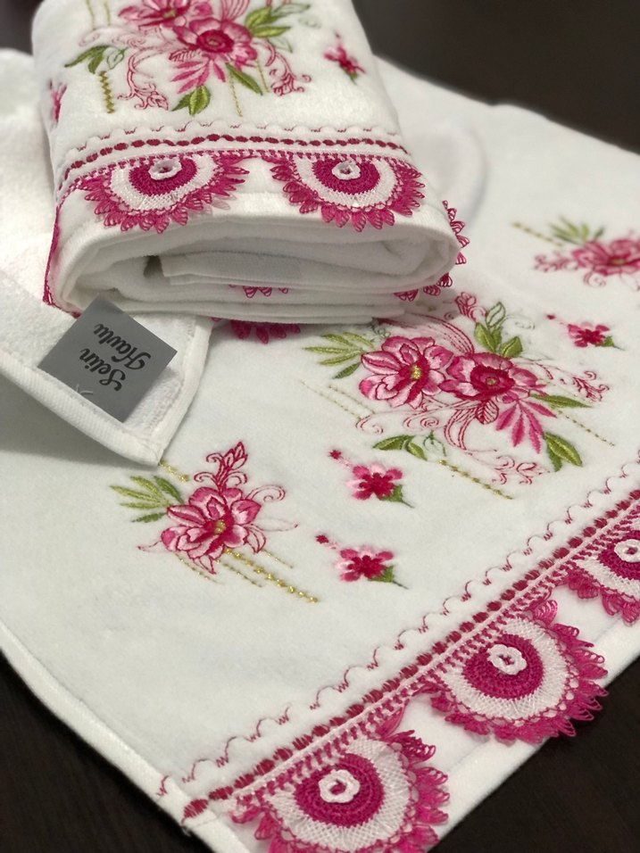 Pembe Nakışlı Geleneksel Havlu 1 adet fiyatı - Görsel 3