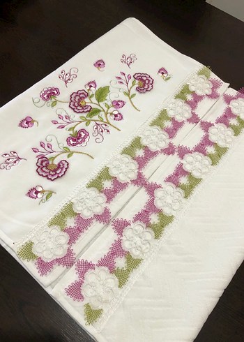 Nakışlı Beyaz El Havlusu adet fiyatıdır ilan açtırınız - Görsel 4