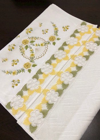 Nakışlı Beyaz El Havlusu adet fiyatıdır ilan açtırınız - Görsel 2