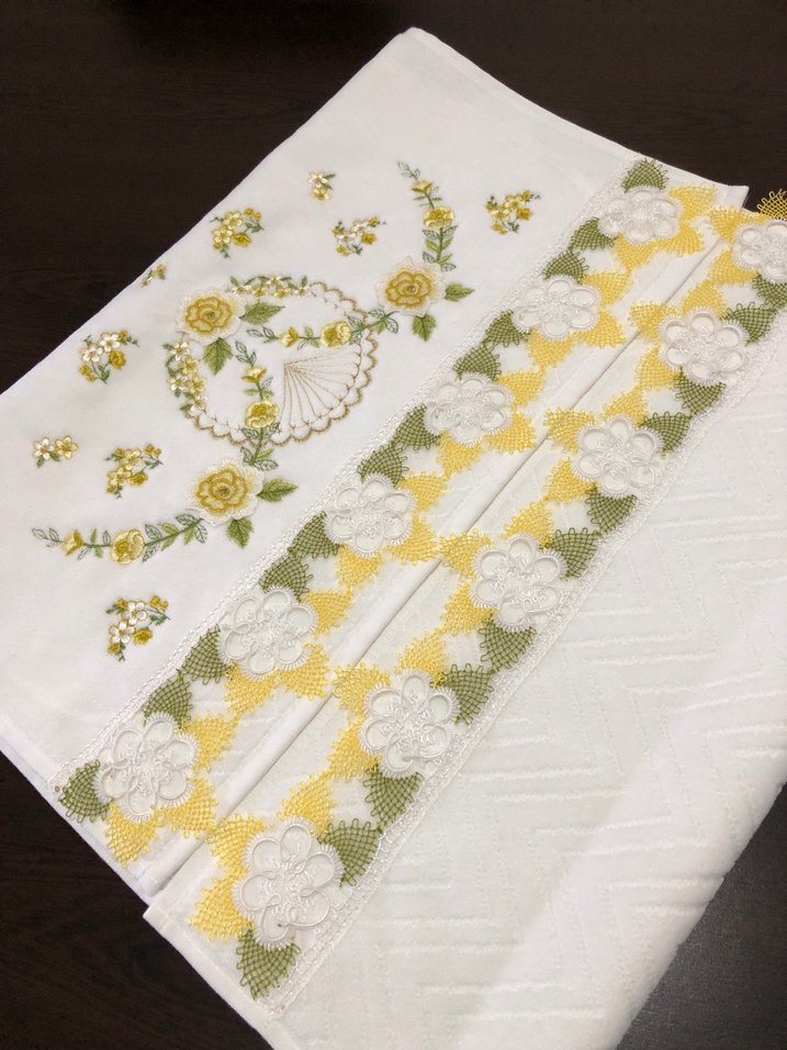 Nakışlı Beyaz El Havlusu adet fiyatıdır ilan açtırınız - Görsel 2