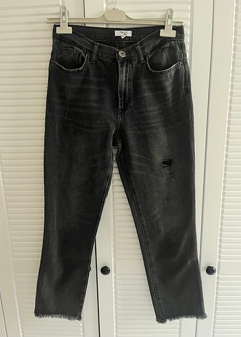34 Beden gri Renk Gri Kadın Denim Bol Kesim Midi Jean
