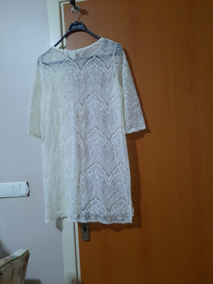 Dantel Detaylı Beyaz Hamile Tunik - Görsel 3