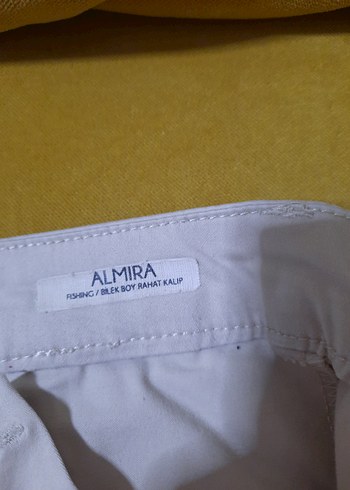 38 Beden ten rengi Renk Bej Kadın Keten Kumaş Pantolon boyu 87cm