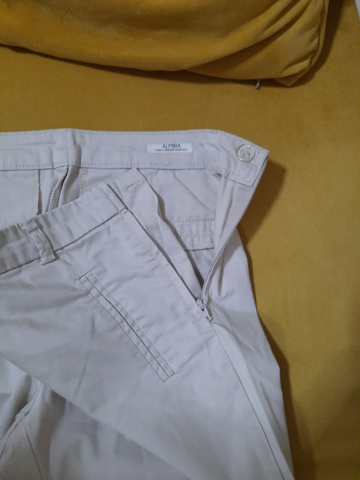 Bej Kadın Keten Kumaş Pantolon  boyu  87cm - Görsel 3