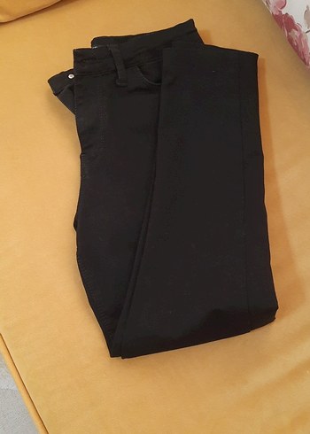 s Beden Siyah Kadın Denim Kumaş Pantolon
