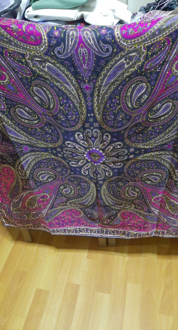 Mor Drapeli Bohem İpek Şal - Görsel 2