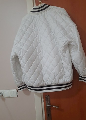 Düğmeli Beyaz Pamuklu Oversize Ceket - Görsel 3