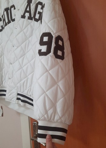 Düğmeli Beyaz Pamuklu Oversize Ceket - Görsel 2