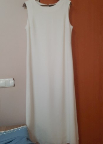 Nakış Detaylı Uzun Mavi Ofis Elbisesi - Görsel 3