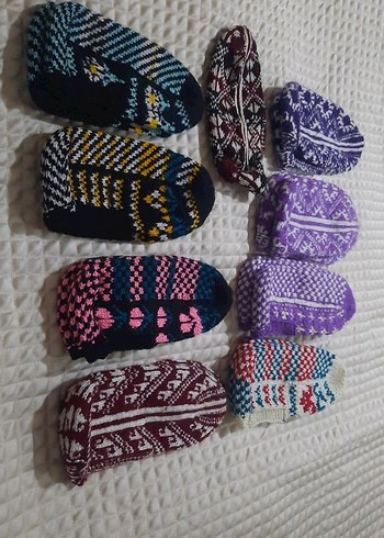 Renkli Nakışlı Kız Çocuk Örgü  patikler - Görsel 4