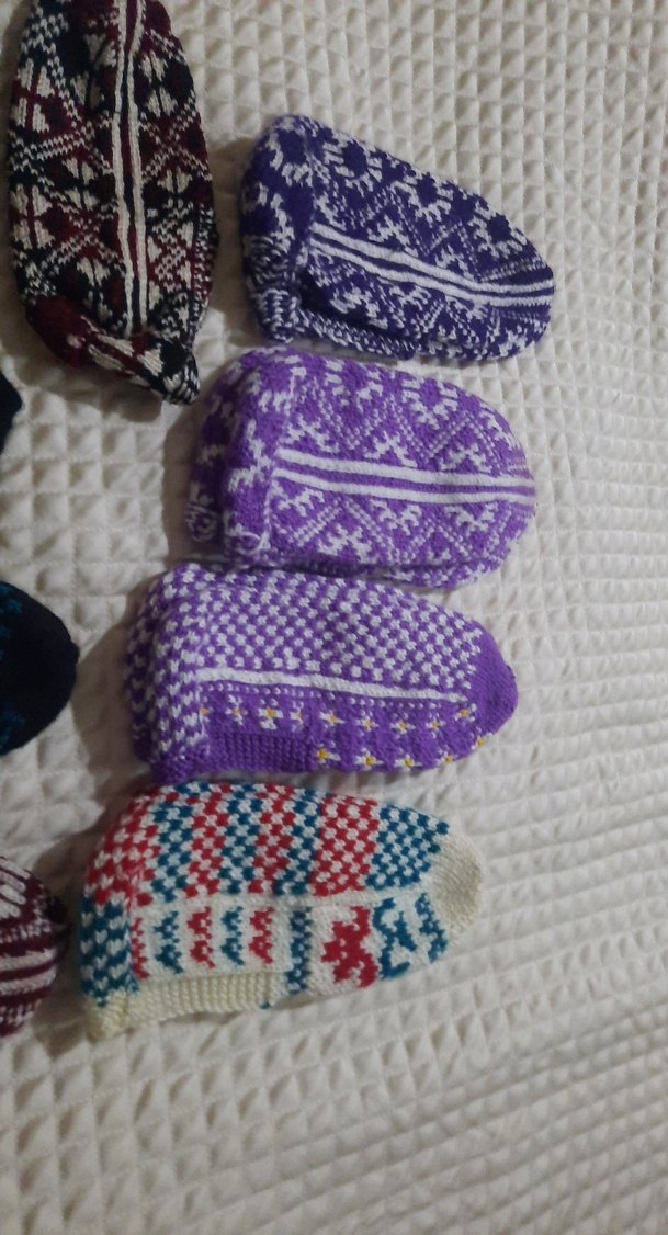 Renkli Nakışlı Kız Çocuk Örgü  patikler - Görsel 3