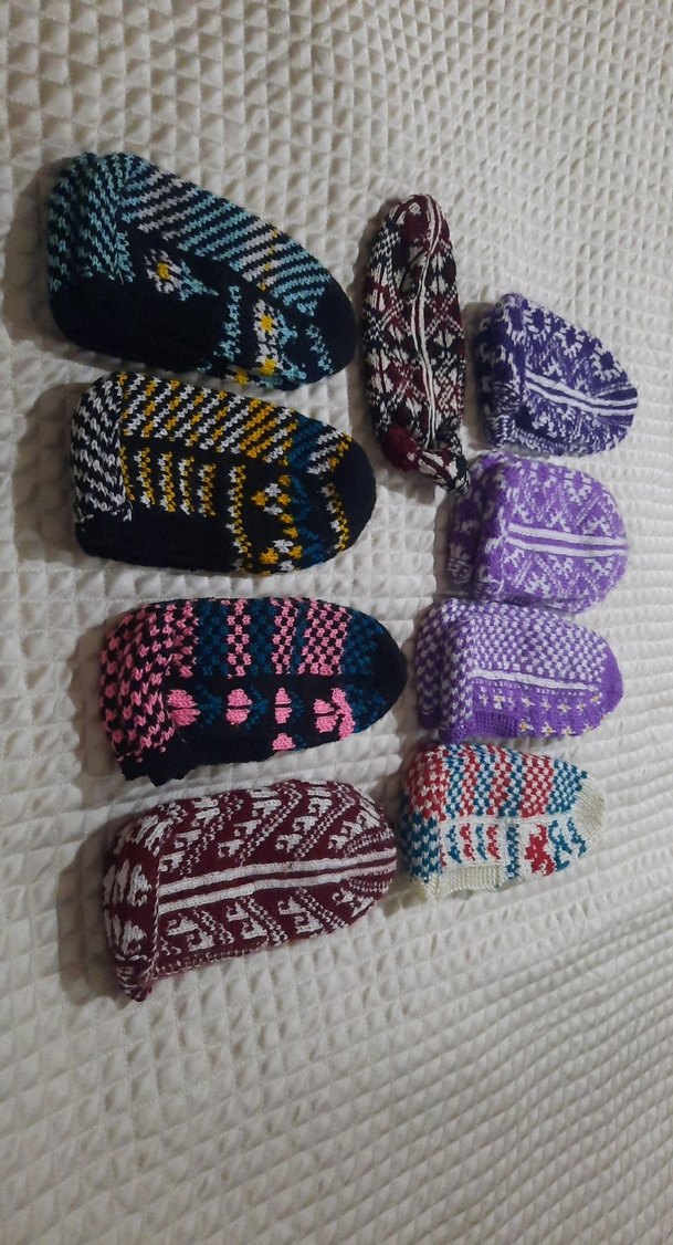 Renkli Nakışlı Kız Çocuk Örgü  patikler - Görsel 4