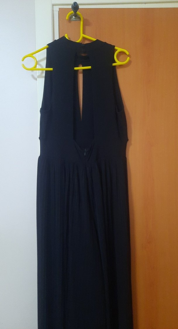 Siyah V Yaka Uzun Kadın tulum - Görsel 4